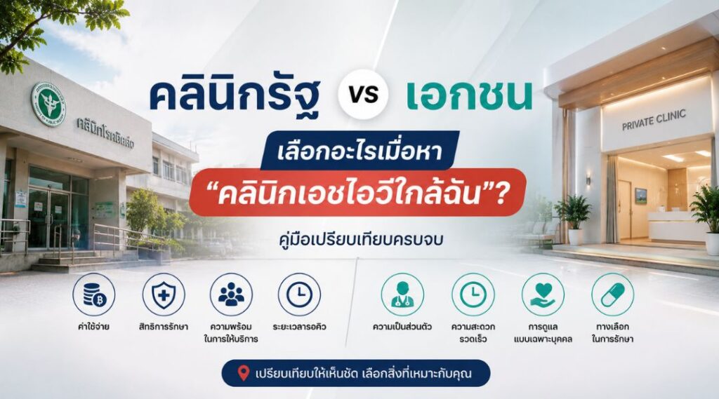 คลินิกรัฐ vs เอกชน เลือกอะไรเมื่อหา คลินิกเอชไอวีใกล้ฉัน คู่มือเปรียบเทียบครบจบ